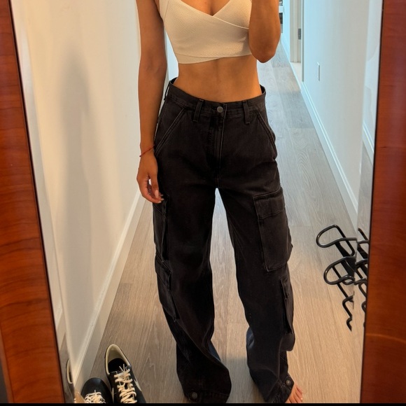 Aritzia Black Flare Wide Leg Jeans